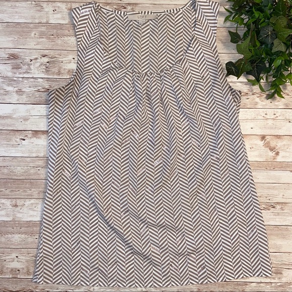 Ann Taylor Loft chevron sequin sleeveless blouse S - Picture 1 of 4